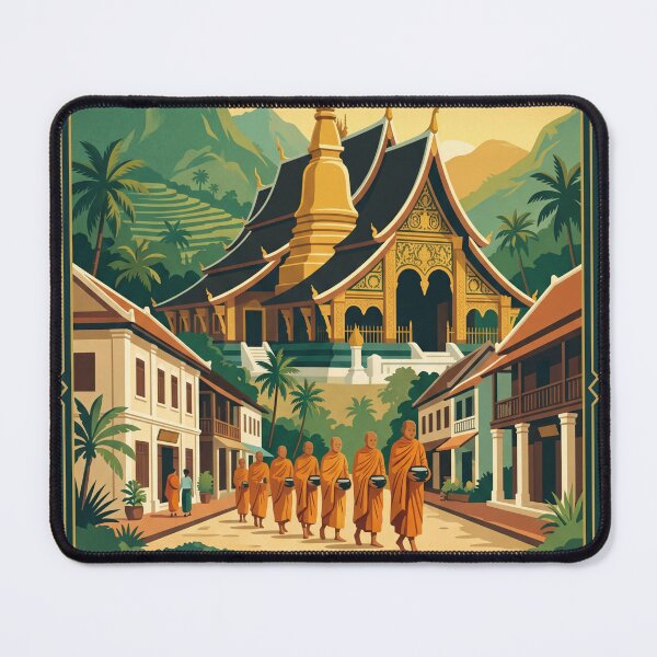 Item preview, Luang Prabang Laos Vintage Travel Poster – Buddhist Temple Retro Art designed and sold by Bomax121.