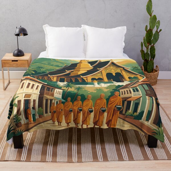Item preview, Luang Prabang Laos Vintage Travel Poster – Buddhist Temple Retro Art designed and sold by Bomax121.