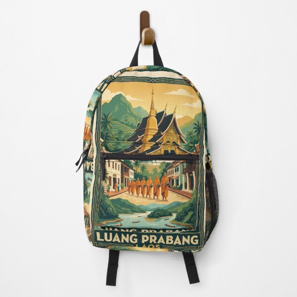 Item preview, Luang Prabang Laos Vintage Travel Poster – Buddhist Temple Retro Art designed and sold by Bomax121.
