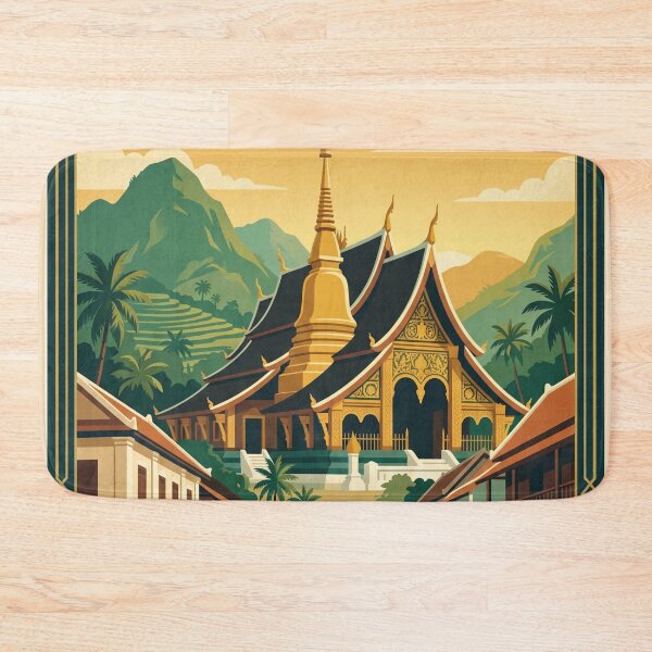 Item preview, Luang Prabang Laos Vintage Travel Poster – Buddhist Temple Retro Art designed and sold by Bomax121.