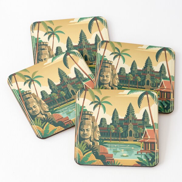 Item preview, Siem Reap Cambodia Vintage Travel Poster – Angkor Wat Temple Retro Art designed and sold by Bomax121.