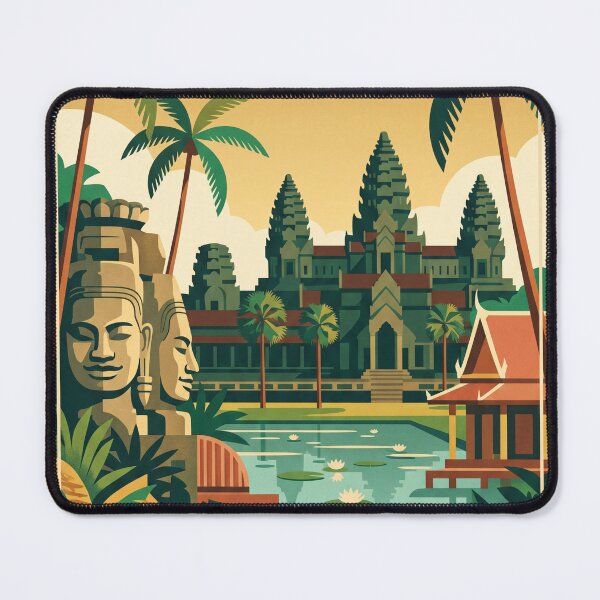 Item preview, Siem Reap Cambodia Vintage Travel Poster – Angkor Wat Temple Retro Art designed and sold by Bomax121.