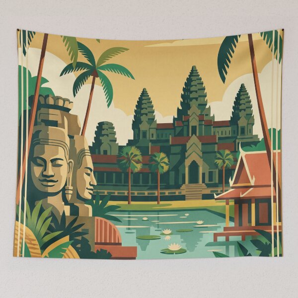 Item preview, Siem Reap Cambodia Vintage Travel Poster – Angkor Wat Temple Retro Art designed and sold by Bomax121.