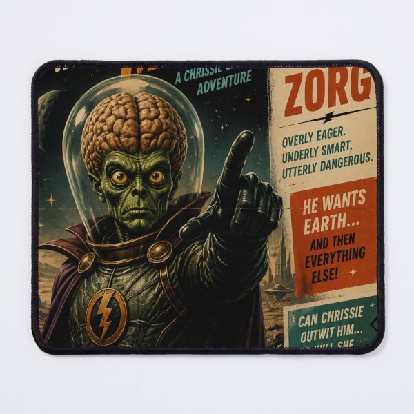 Item preview, Meet Zorg | Retro Sci-Fi Villain Poster | Vintage Alien Movie Poster | Cosmic Pictures | Mid-Century Space Art designed and sold by THE VESSEL ARCHIVE.