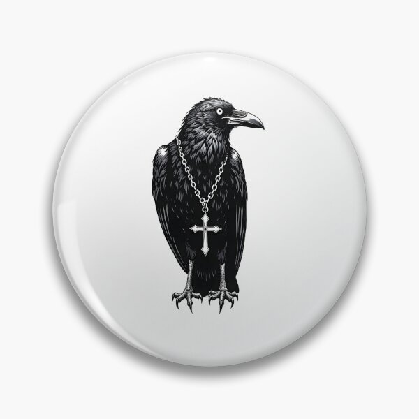 Item preview, Gothic Raven with Cross Necklace Illustration designed and sold by canvahub.