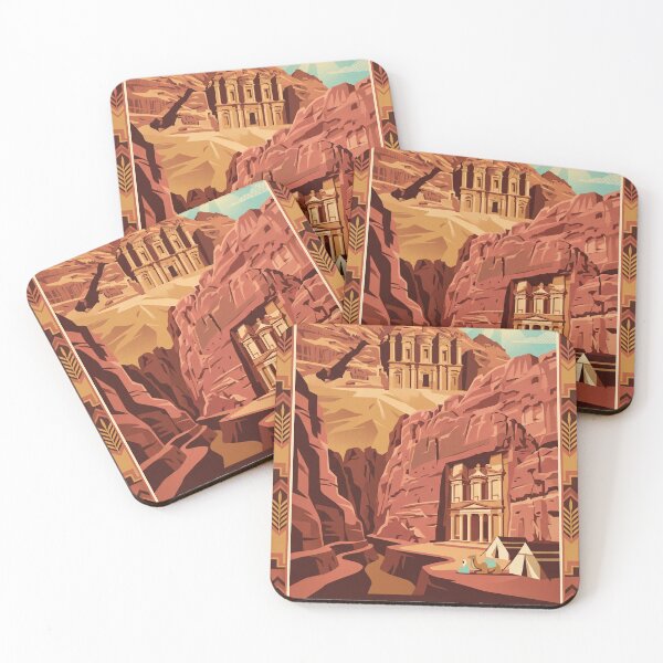 Item preview, Petra Jordan Vintage Travel Poster – Treasury and Monastery Retro Art designed and sold by Bomax121.