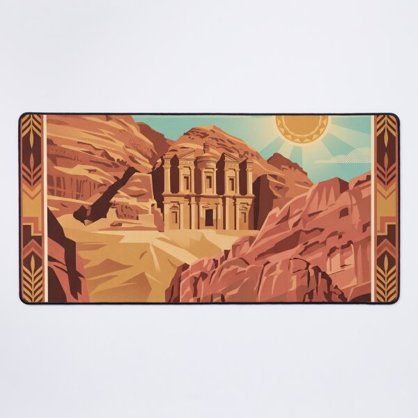 Item preview, Petra Jordan Vintage Travel Poster – Treasury and Monastery Retro Art designed and sold by Bomax121.