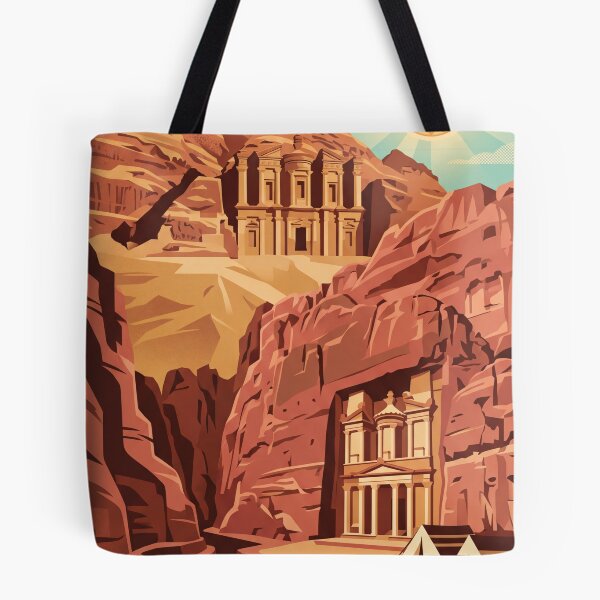 Item preview, Petra Jordan Vintage Travel Poster – Treasury and Monastery Retro Art designed and sold by Bomax121.