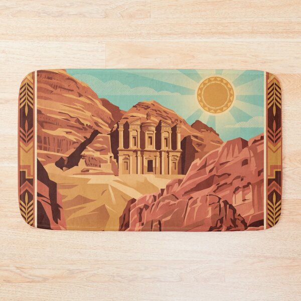 Item preview, Petra Jordan Vintage Travel Poster – Treasury and Monastery Retro Art designed and sold by Bomax121.