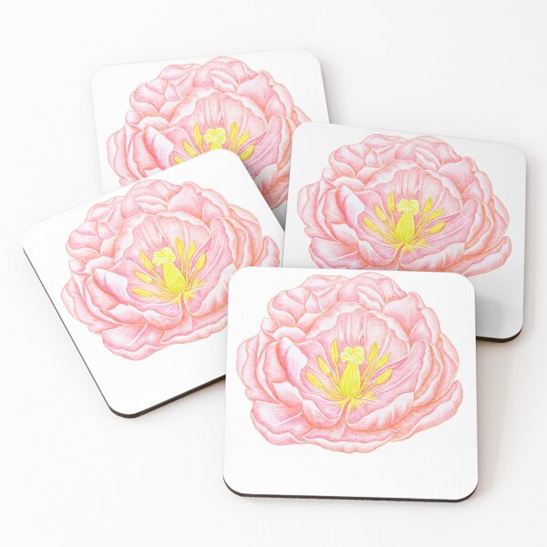 Item preview, Hand Drawn Double Pink Tulip Botanical Illustration | Colored Pencil Flower Study designed and sold by calmcolourprint.