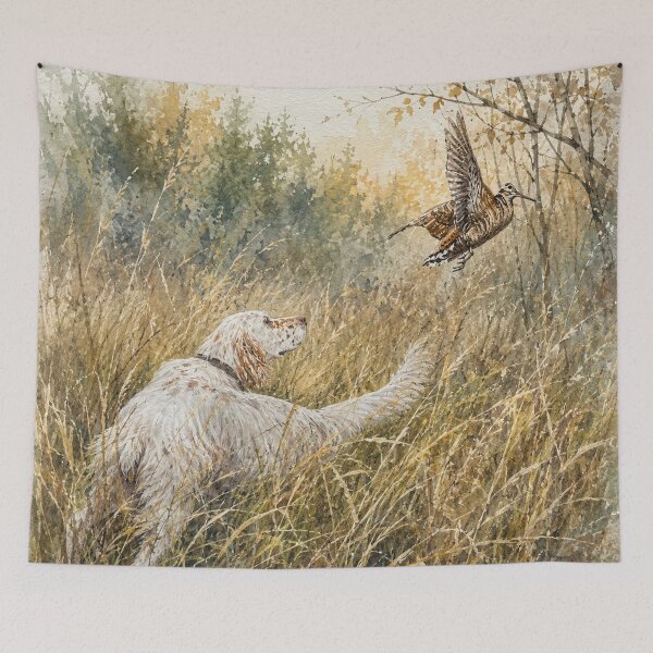Item preview, English Setter Woodcock Hunting Vintage , Art  designed and sold by TammyHunterArt.