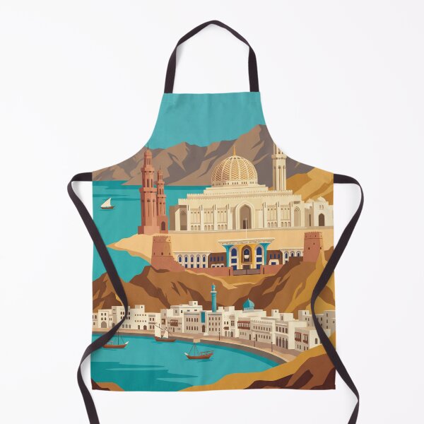 Item preview, Muscat Oman Vintage Travel Poster – Grand Mosque and Al Alam Palace Retro Art designed and sold by Bomax121.