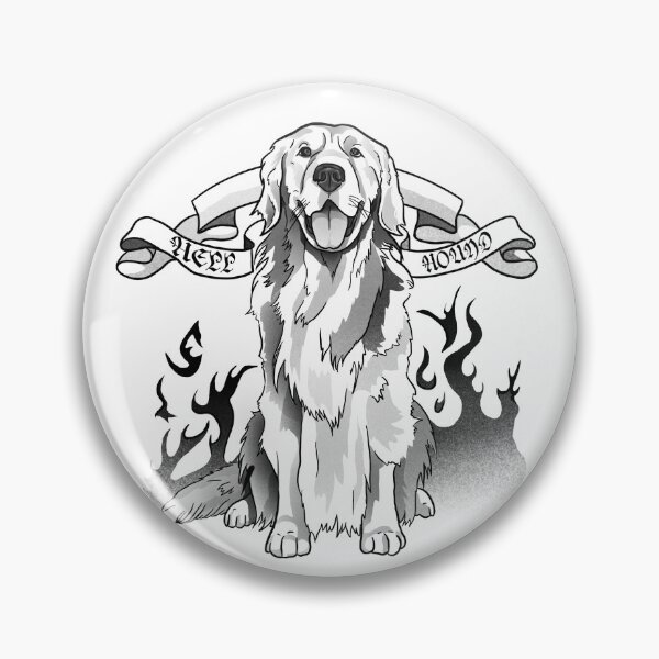 Item preview, The Terrifying Golden Retriever Hellhound - Funny Gothic Dog Tattoo Art- What we do in the shadows designed and sold by suzysworld.