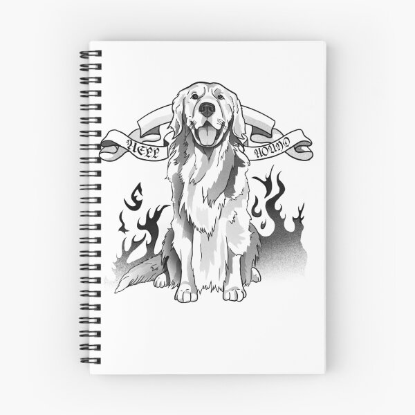 Item preview, The Terrifying Golden Retriever Hellhound - Funny Gothic Dog Tattoo Art- What we do in the shadows designed and sold by suzysworld.
