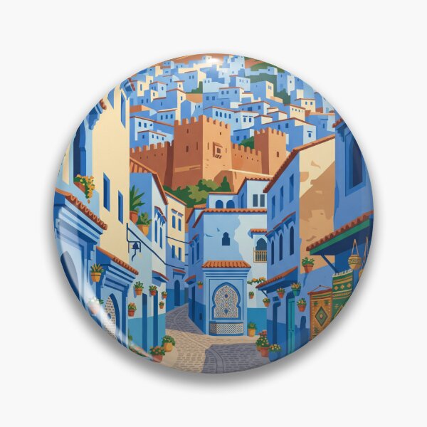 Item preview, Chefchaouen Morocco Vintage Travel Poster – Blue City Medina Retro Art designed and sold by Bomax121.