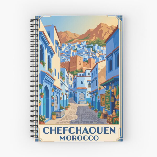 Item preview, Chefchaouen Morocco Vintage Travel Poster – Blue City Medina Retro Art designed and sold by Bomax121.
