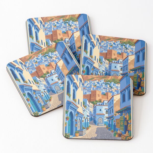 Item preview, Chefchaouen Morocco Vintage Travel Poster – Blue City Medina Retro Art designed and sold by Bomax121.