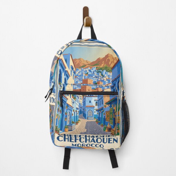 Item preview, Chefchaouen Morocco Vintage Travel Poster – Blue City Medina Retro Art designed and sold by Bomax121.
