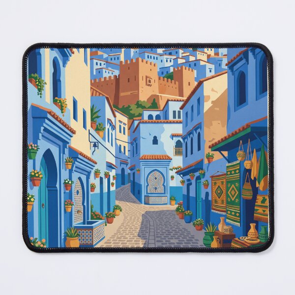 Item preview, Chefchaouen Morocco Vintage Travel Poster – Blue City Medina Retro Art designed and sold by Bomax121.