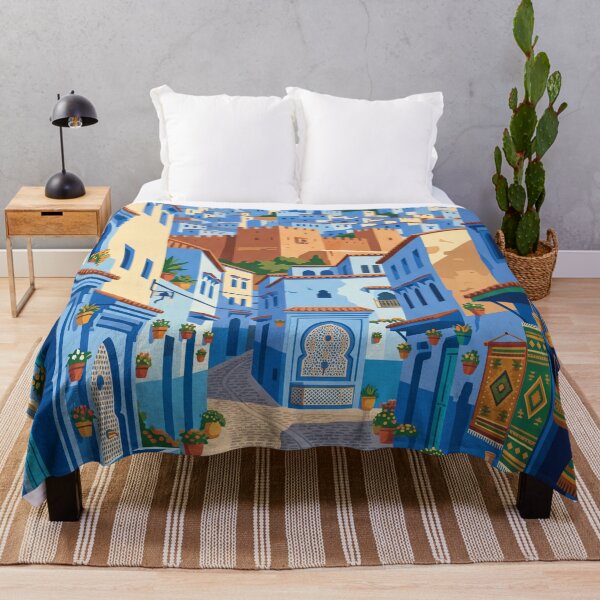 Item preview, Chefchaouen Morocco Vintage Travel Poster – Blue City Medina Retro Art designed and sold by Bomax121.