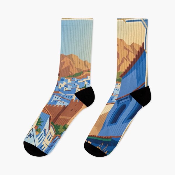 Item preview, Chefchaouen Morocco Vintage Travel Poster – Blue City Medina Retro Art designed and sold by Bomax121.