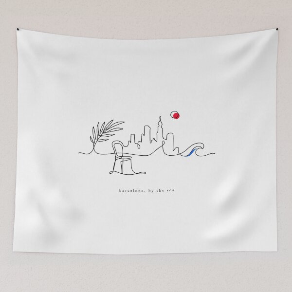 Item preview, Barcelona Mediterranean Travel Art | Modern Spanish City Graphic designed and sold by AMICO77.