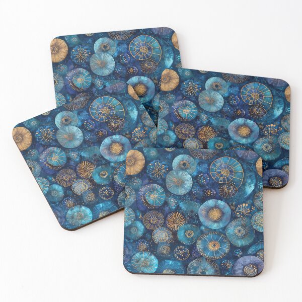 Item preview, Organic Sapphire Blue Ammonite Pattern designed and sold by Boddicca.