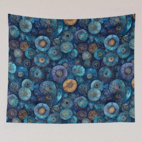 Item preview, Organic Sapphire Blue Ammonite Pattern designed and sold by Boddicca.