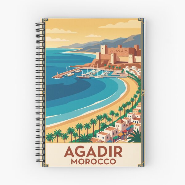 Item preview, Agadir Morocco Vintage Travel Poster – Oufella Kasbah Beach Retro Art designed and sold by Bomax121.