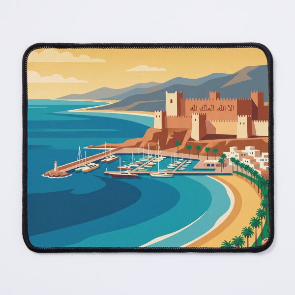 Item preview, Agadir Morocco Vintage Travel Poster – Oufella Kasbah Beach Retro Art designed and sold by Bomax121.