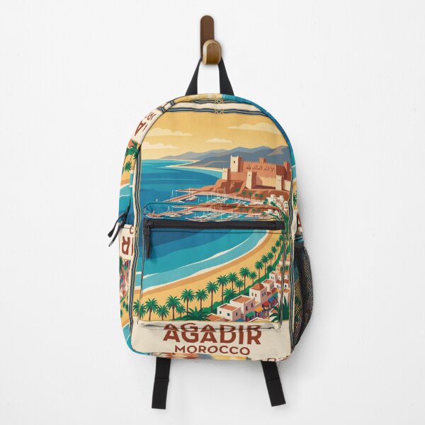 Item preview, Agadir Morocco Vintage Travel Poster – Oufella Kasbah Beach Retro Art designed and sold by Bomax121.