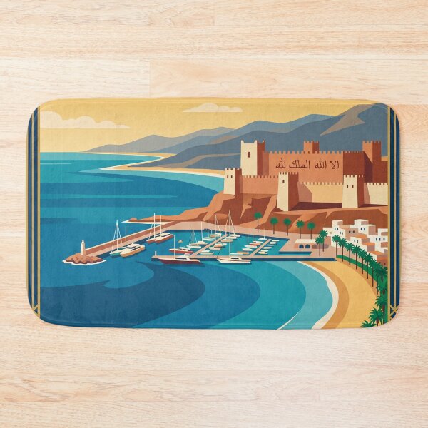 Item preview, Agadir Morocco Vintage Travel Poster – Oufella Kasbah Beach Retro Art designed and sold by Bomax121.