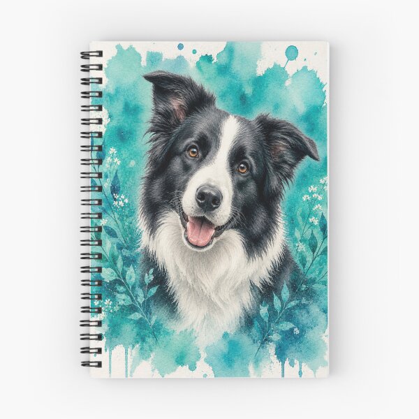 Item preview, Border Collie Watercolor Turquoise – Artistic Dog Lover Gift | Botanical Border Collie Art designed and sold by TimberTail8.