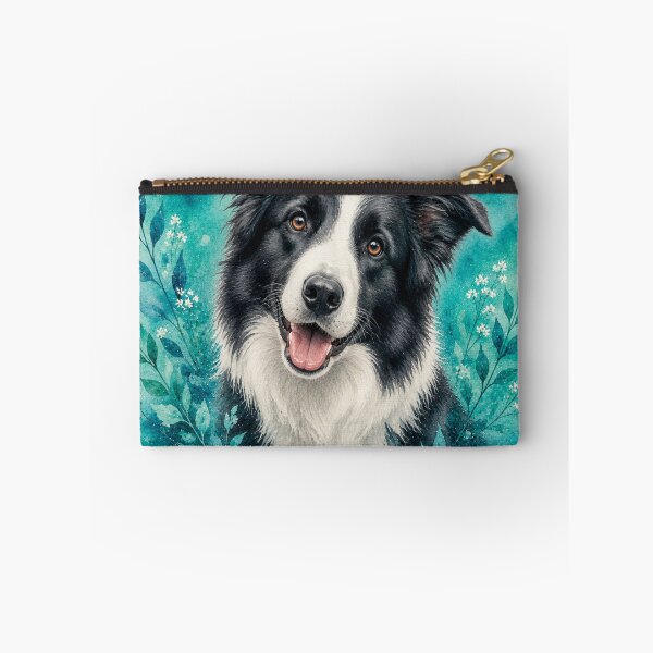 Item preview, Border Collie Watercolor Turquoise – Artistic Dog Lover Gift | Botanical Border Collie Art designed and sold by TimberTail8.