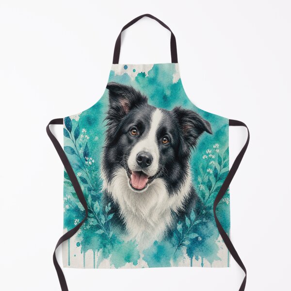 Item preview, Border Collie Watercolor Turquoise – Artistic Dog Lover Gift | Botanical Border Collie Art designed and sold by TimberTail8.