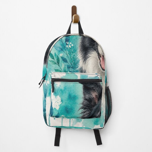 Item preview, Border Collie Watercolor Turquoise – Artistic Dog Lover Gift | Botanical Border Collie Art designed and sold by TimberTail8.