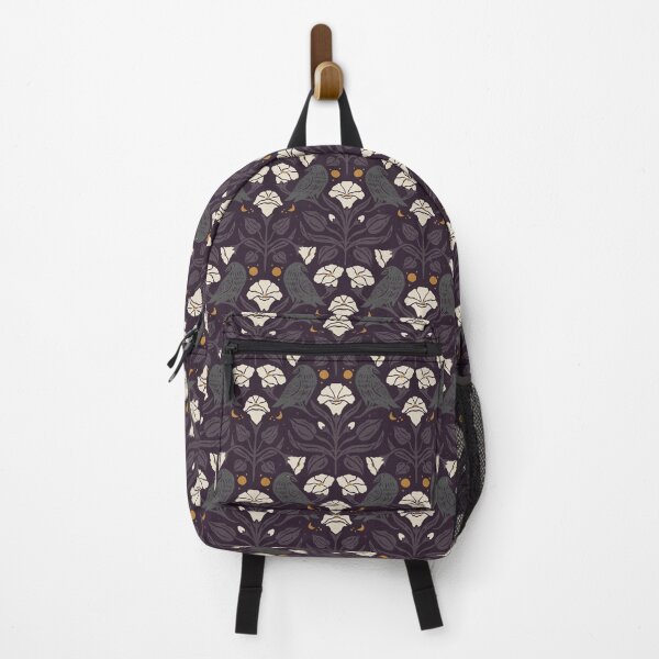 Item preview, Plum Gold Raven Moonflower Gothic Botanical Damask designed and sold by carlyxdesigns.