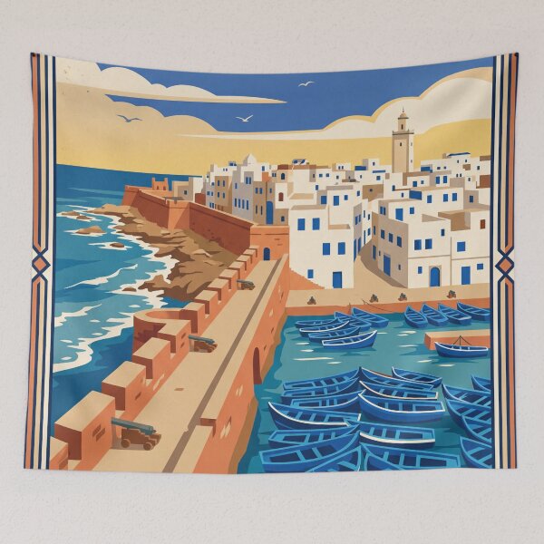 Item preview, Essaouira Morocco Vintage Travel Poster – Mogador Medina Port Retro Art designed and sold by Bomax121.