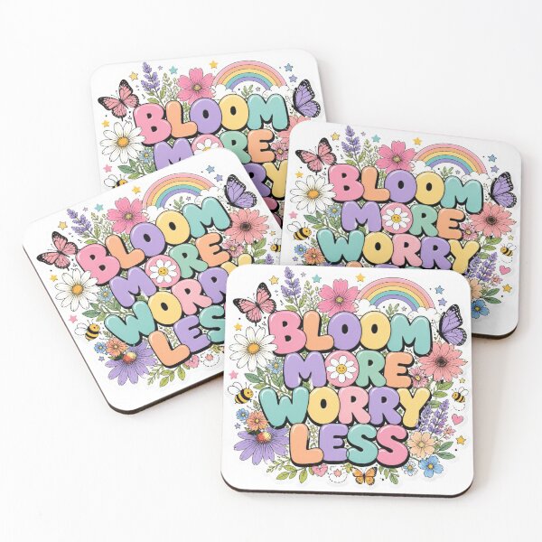 Item preview, BLOOM MORE WORRY LESS Graffiti Sticker PNG | Colorful Floral Motivation Design | Cute Botanical Vinyl Decal for Laptop, Journal & Water Bottle designed and sold by Stylestickers55.