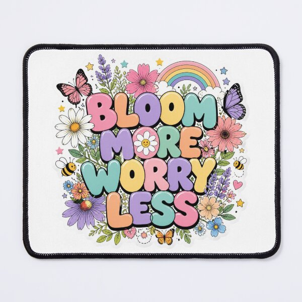 Item preview, BLOOM MORE WORRY LESS Graffiti Sticker PNG | Colorful Floral Motivation Design | Cute Botanical Vinyl Decal for Laptop, Journal & Water Bottle designed and sold by Stylestickers55.