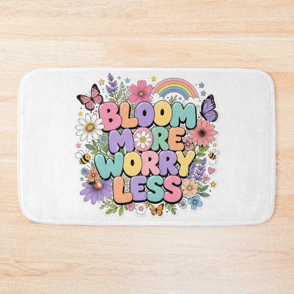 Item preview, BLOOM MORE WORRY LESS Graffiti Sticker PNG | Colorful Floral Motivation Design | Cute Botanical Vinyl Decal for Laptop, Journal & Water Bottle designed and sold by Stylestickers55.