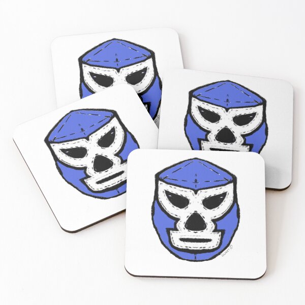 Item preview, El Guardián Azul – The Blue Guardian  – Lucha Mask No. 06 | Original Graphic Folk Art by GWART designed and sold by GWARTGB.