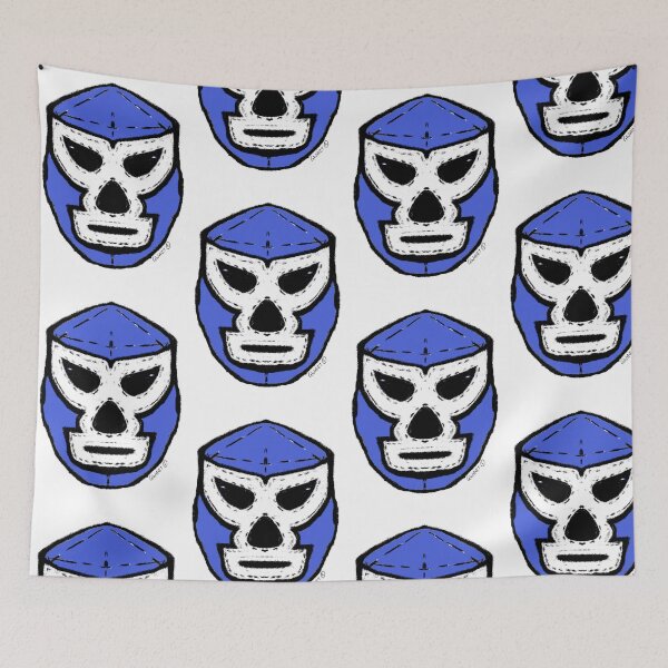 Item preview, El Guardián Azul – The Blue Guardian  – Lucha Mask No. 06 | Original Graphic Folk Art by GWART designed and sold by GWARTGB.