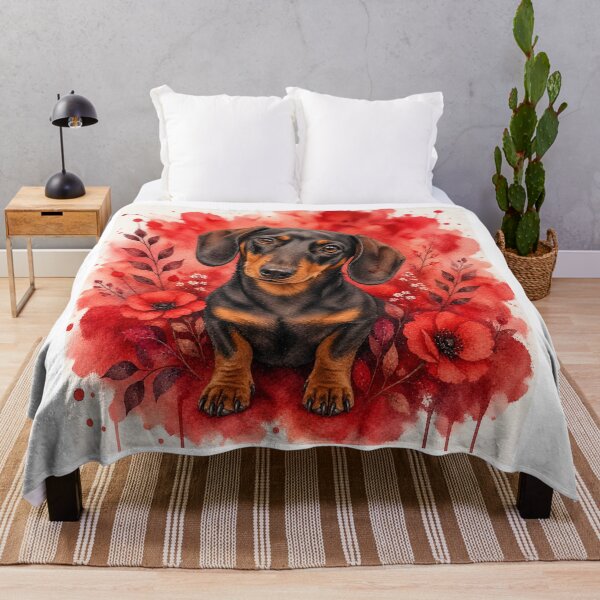 Item preview, Dachshund Watercolor Red – Artistic Wiener Dog Gift | Floral Dachshund Art designed and sold by TimberTail8.