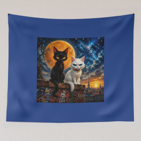 Item preview, Two Grumpy Cats Under the Orange Moon designed and sold by Natalia-Vlad.