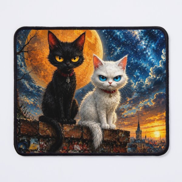 Item preview, Two Grumpy Cats Under the Orange Moon designed and sold by Natalia-Vlad.