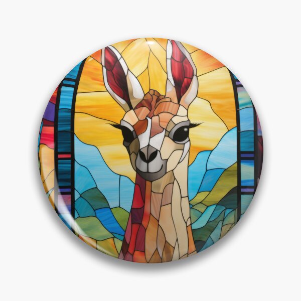 Item preview, Majestic Llama Sunset Stained Glass Window Art designed and sold by pinkal.