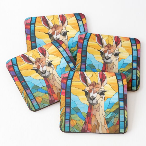 Item preview, Majestic Llama Sunset Stained Glass Window Art designed and sold by pinkal.
