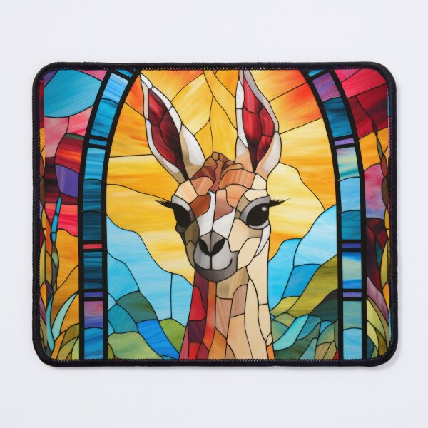 Item preview, Majestic Llama Sunset Stained Glass Window Art designed and sold by pinkal.