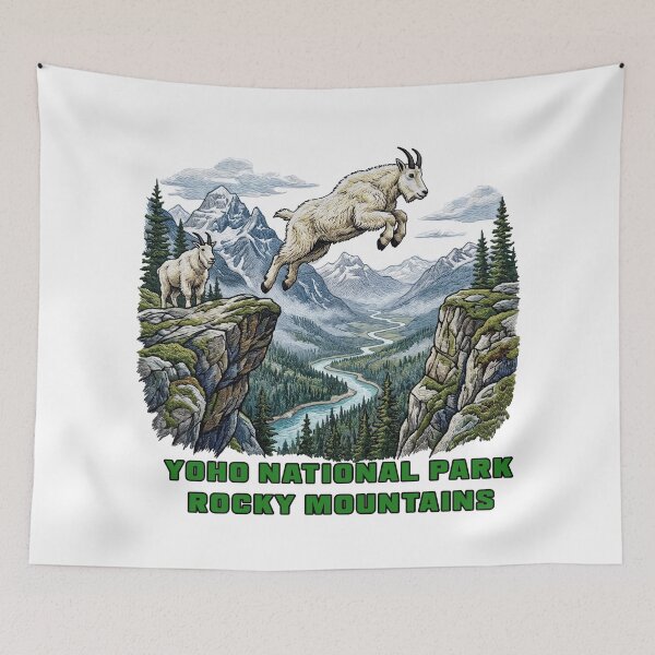 Item preview, Yoho National Park Mountain Goat Jumping Canadian Rockies designed and sold by TeeARTHY.